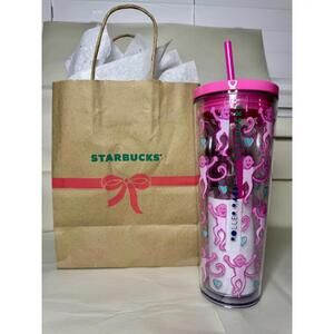 Roller Rabbit Starbucks Target Cold Pink Clear Tumbler 24oz Limited Edition 2025